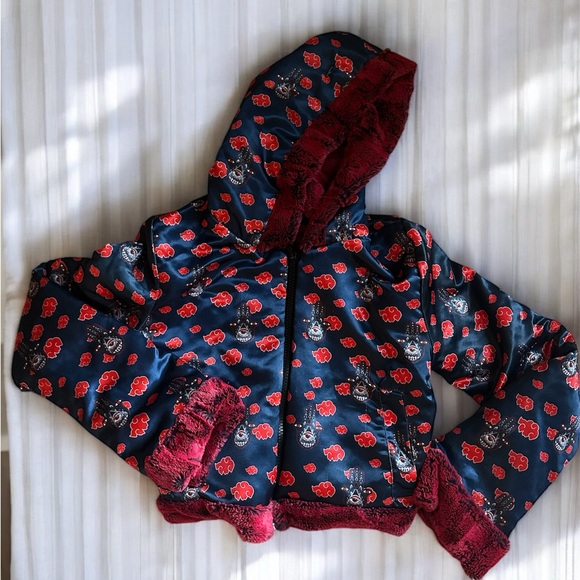 Red Akasuki Faux Fur Reversible Jacket - Picture 2 of 2